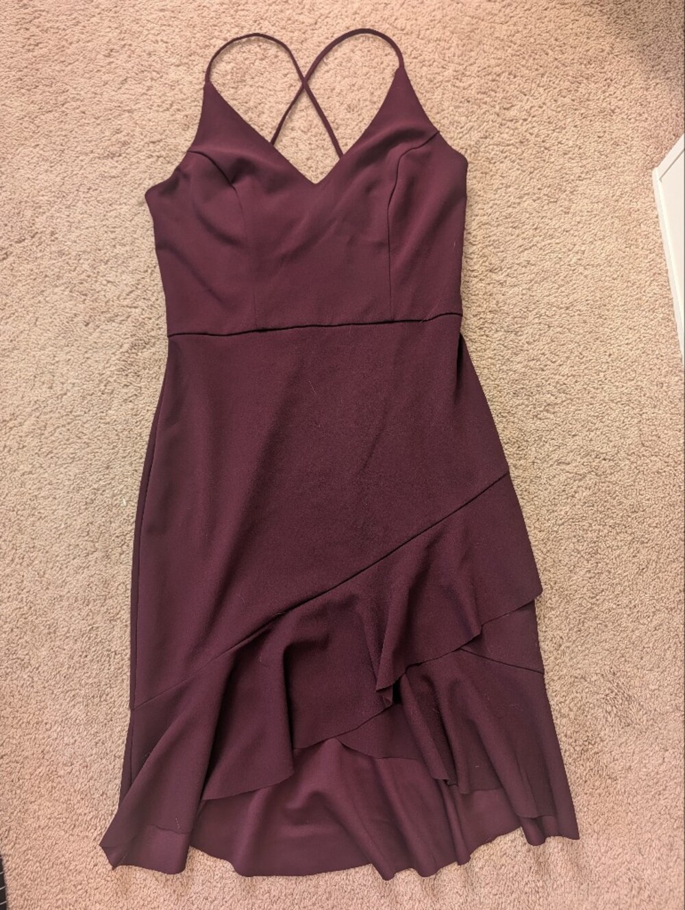 A. Byer Mermaid Style Dress with Ruffle Hem Dress - Plum Marroon